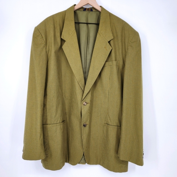 Gap Mens Sport Coat Size XL Green Plaid Check Cotton Blazer Career Office - Picture 1 of 9